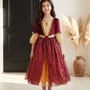 Disney Burgundy and Gold Formal Kids Dress Beauty And The Beast